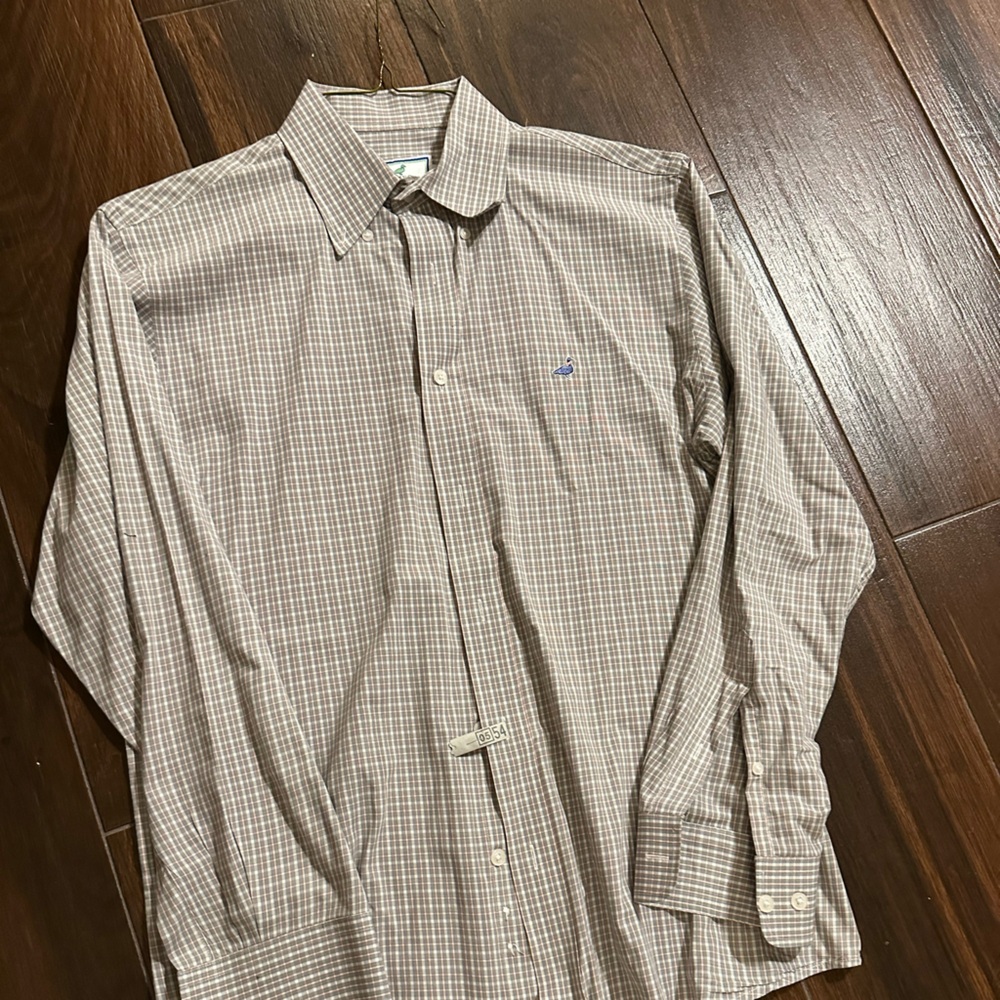 Men's Brown Checkered Dress Shirt